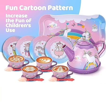 18Pcs Unicorn Metal Tea Set For Kids