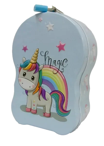 Cartoon Design Metal Body Kids Coin Saving Box - Assortment