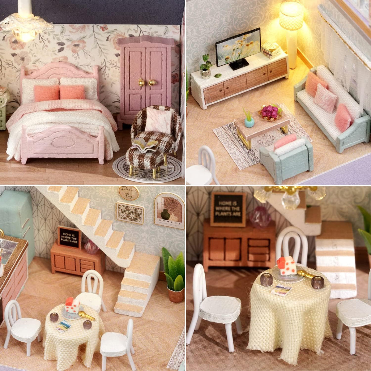 DIY Miniature Happy House With LED Lights