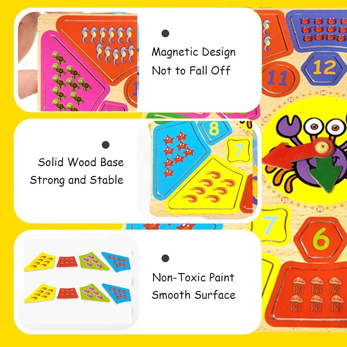 Wooden Montessori Shape Sorter Clock
