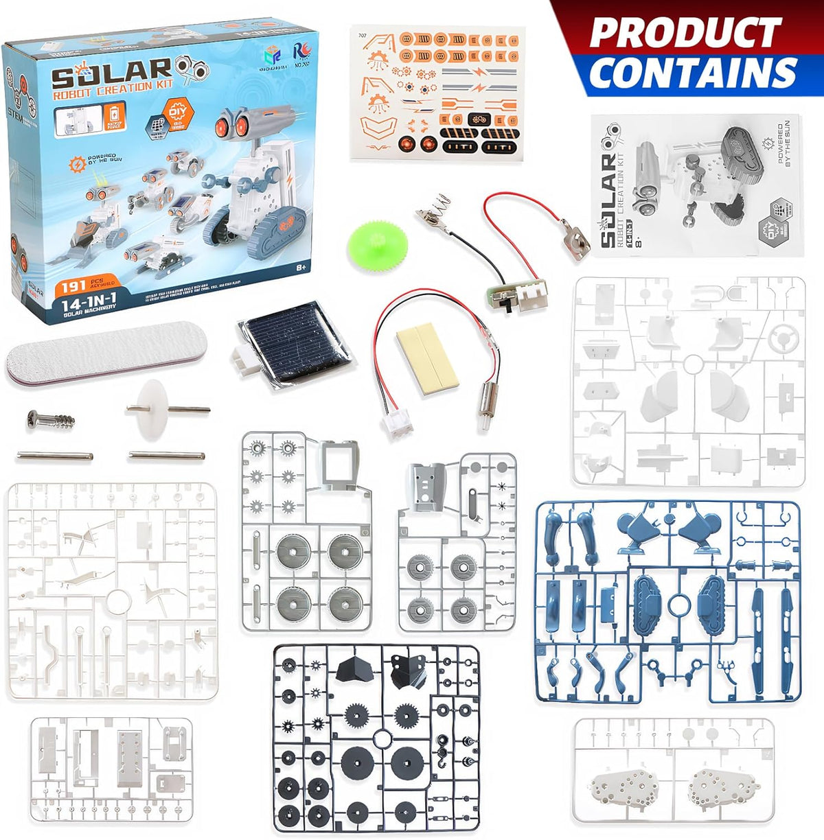 14in1 DIY Solar Power Robot Lego Bricks Set - 191Pcs