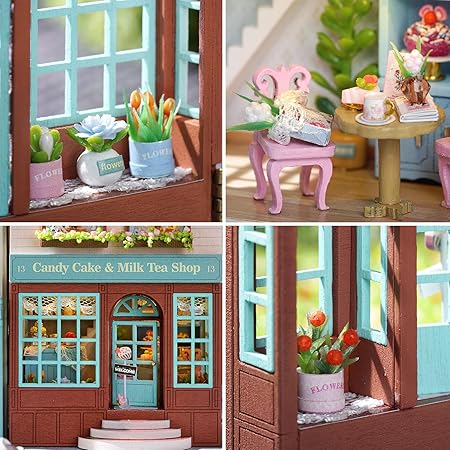 DIY Miniature Manxing Dessert Shop With LED Lights
