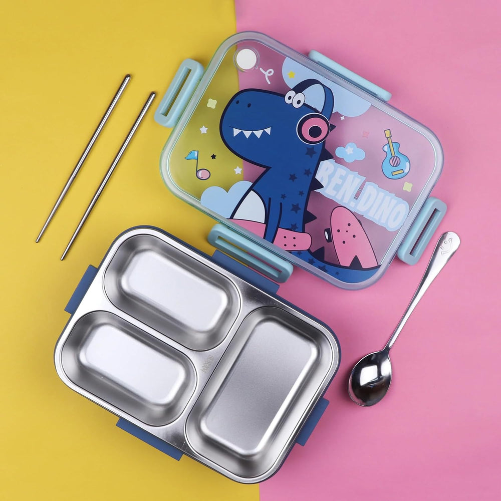 750ml Kids Stainless Steel Lunch Box With Spoon & Chopsticks