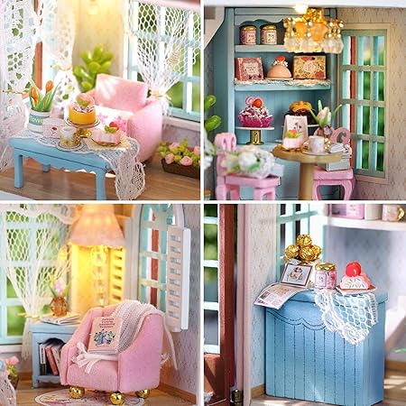 DIY Miniature Manxing Dessert Shop With LED Lights