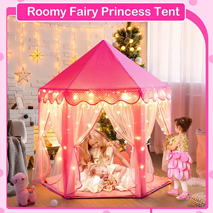Princess Castle Hexagon Tent House with Fairy Lights