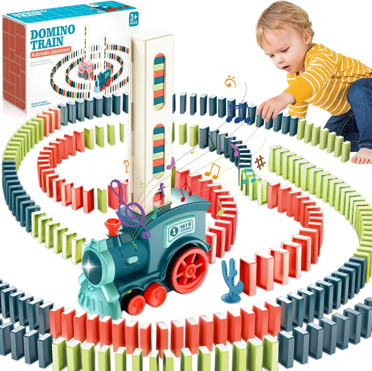 Electric Automatic Laying Domino Train With Light & Sound