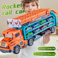 Inertial Rocket Deform ABS Truck With 3Pcs Alloy Cars
