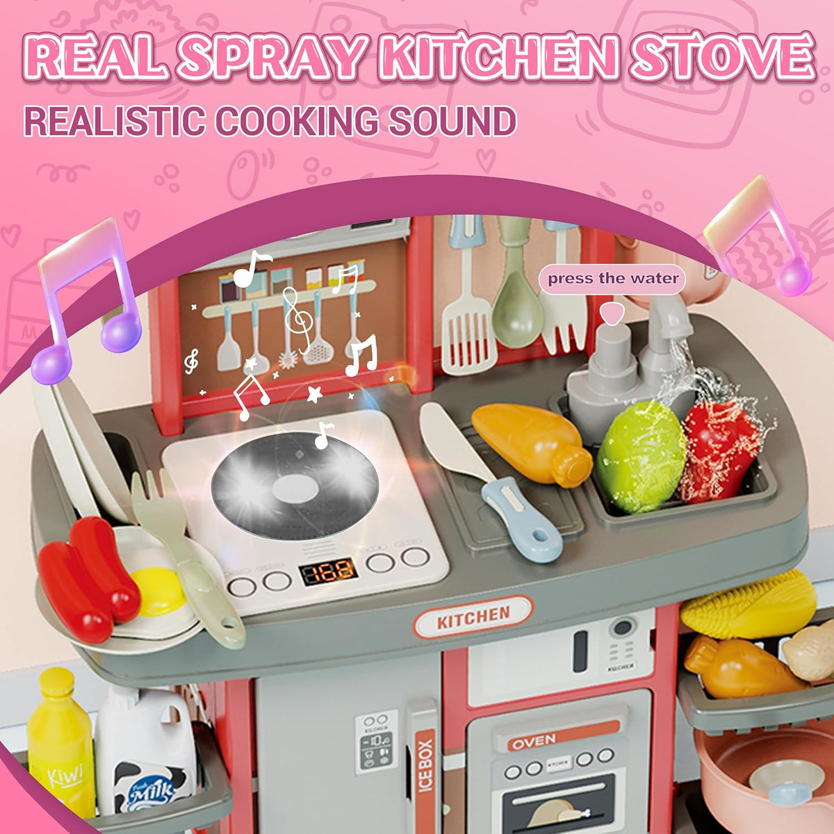 38Pcs DIY Mini Kitchen Play House Set - Pink