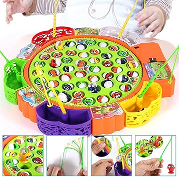 Electric 5 Players Musical Fishing Game With 45 Fish
