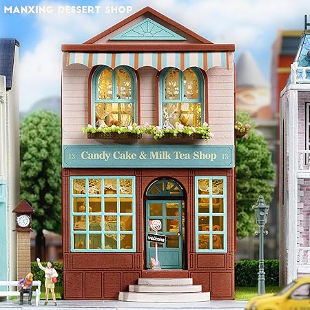 DIY Miniature Manxing Dessert Shop With LED Lights