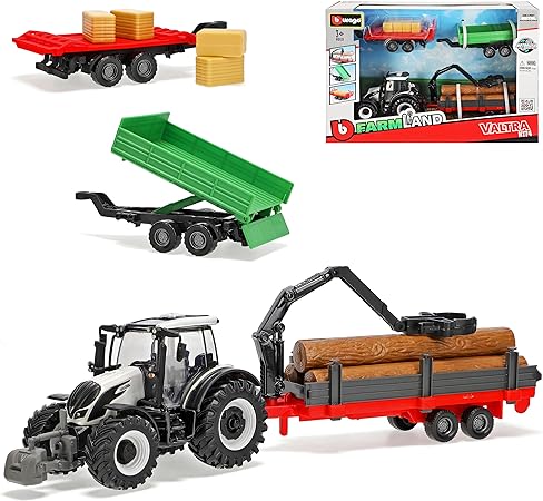 Bburago Farm Land Valtra N174 Tractor With Trailers