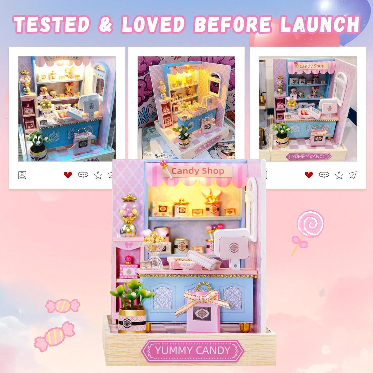 DIY Miniature Yummy Candy Shop With LED Lights