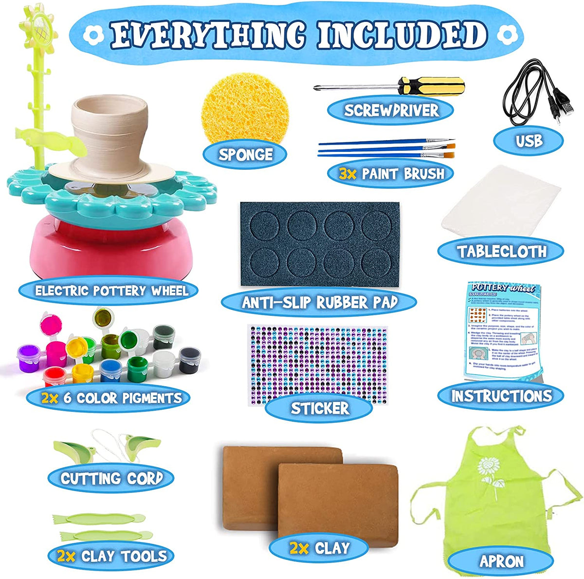 Kids Pottery Wheel and Painting Kit