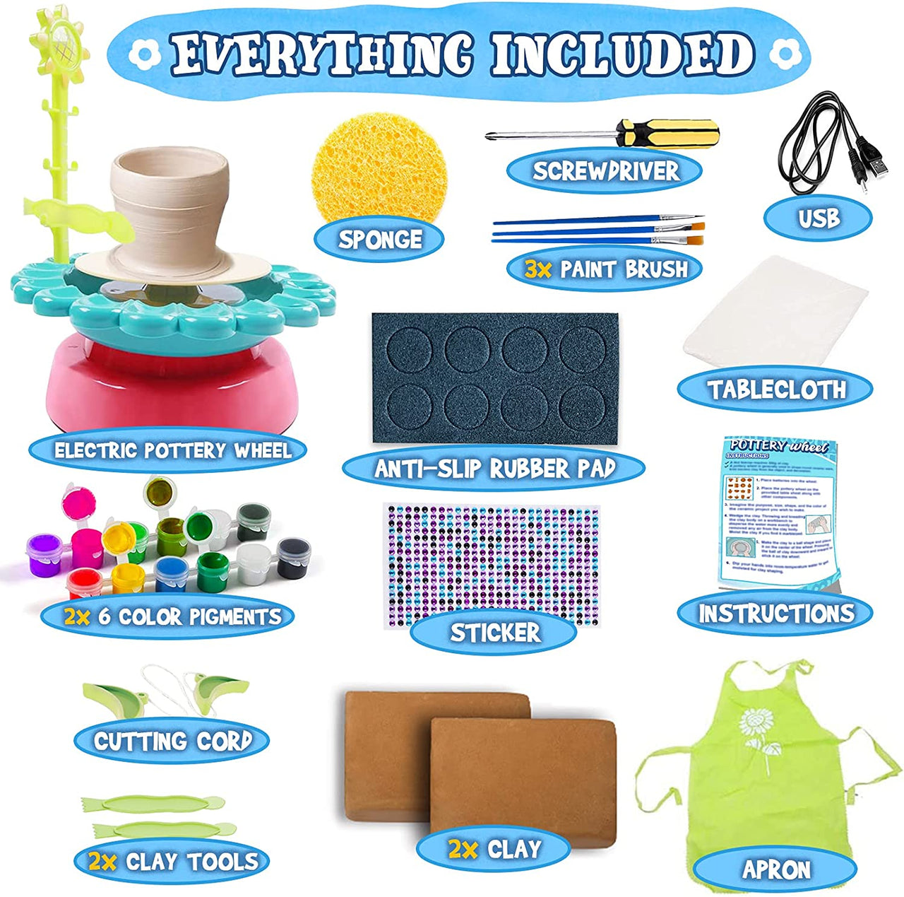 Kids Pottery Wheel and Painting Kit