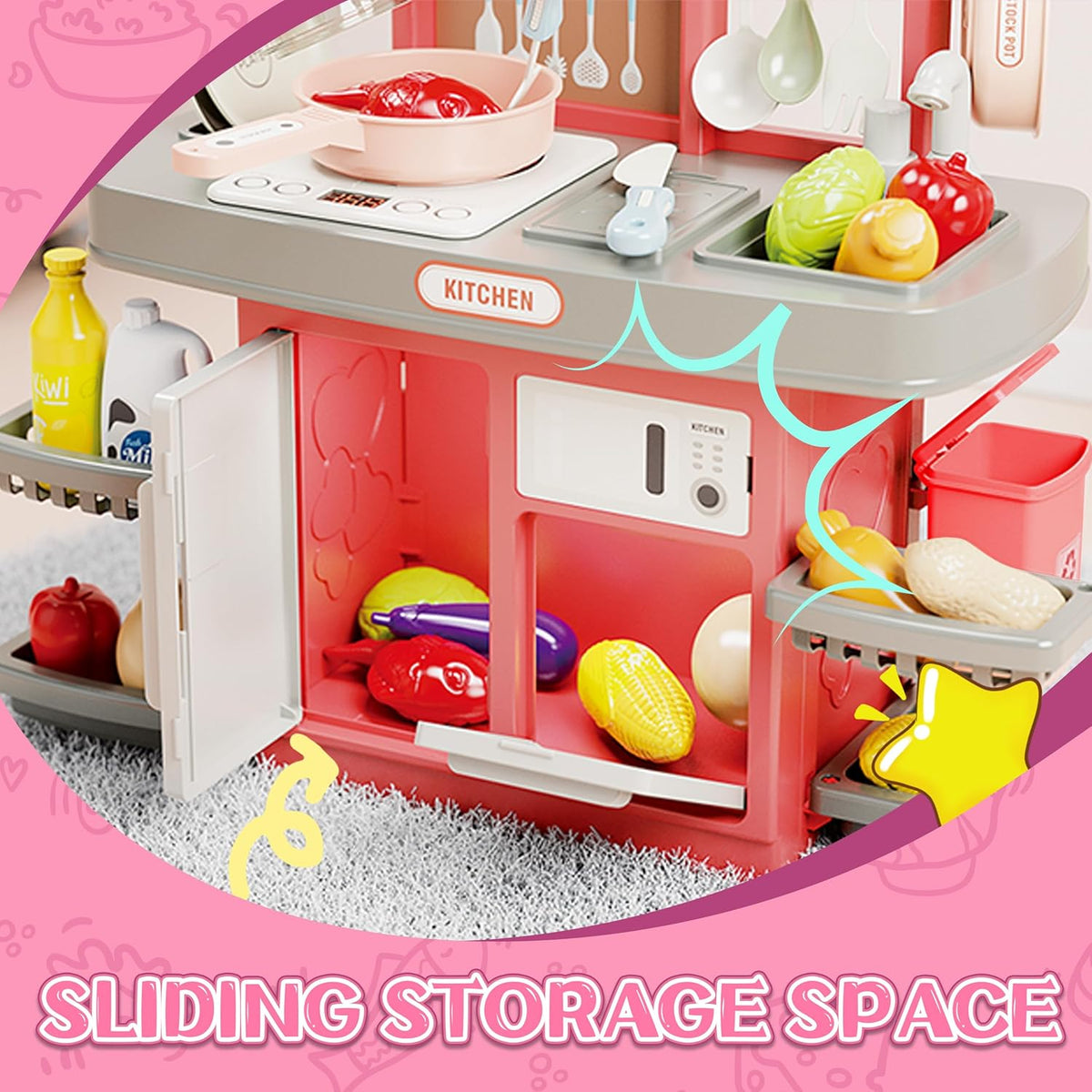 38Pcs DIY Mini Kitchen Play House Set - Pink