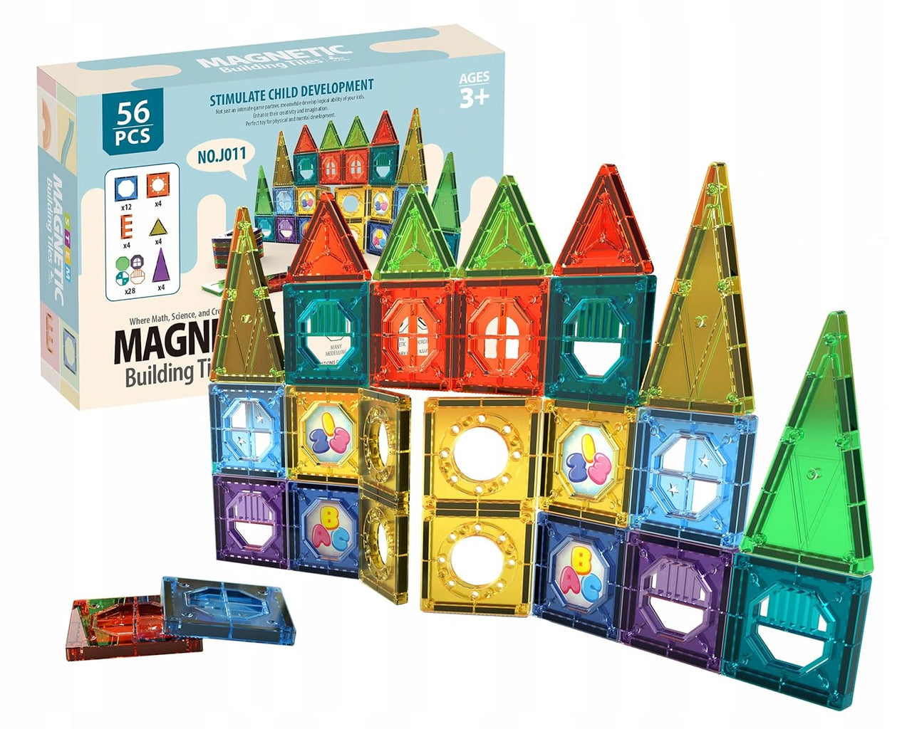 56Pcs Creative Magnetic Building Tiles Block