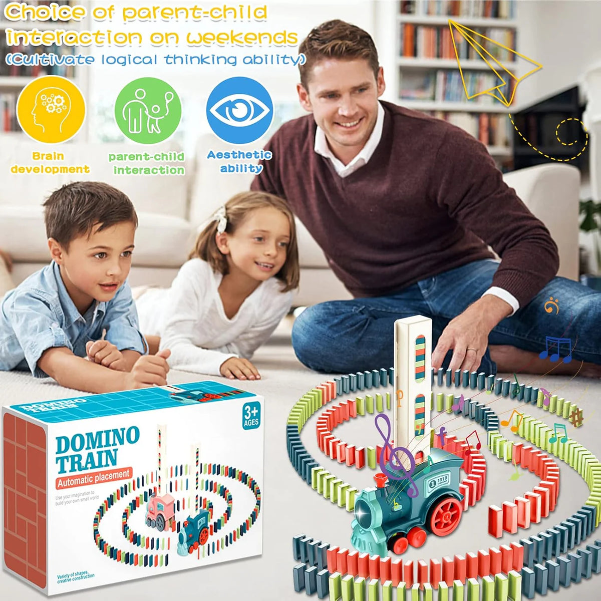 Electric Automatic Laying Domino Train With Light & Sound