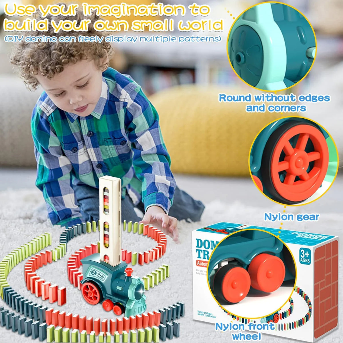 Electric Automatic Laying Domino Train With Light & Sound