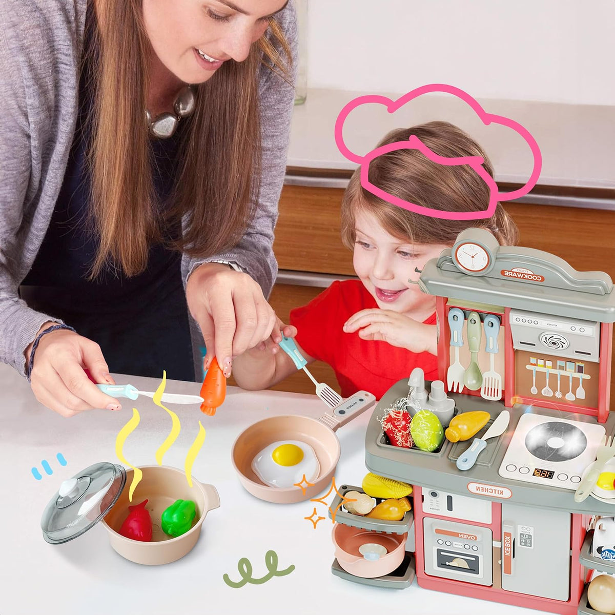 38Pcs DIY Mini Kitchen Play House Set - Pink