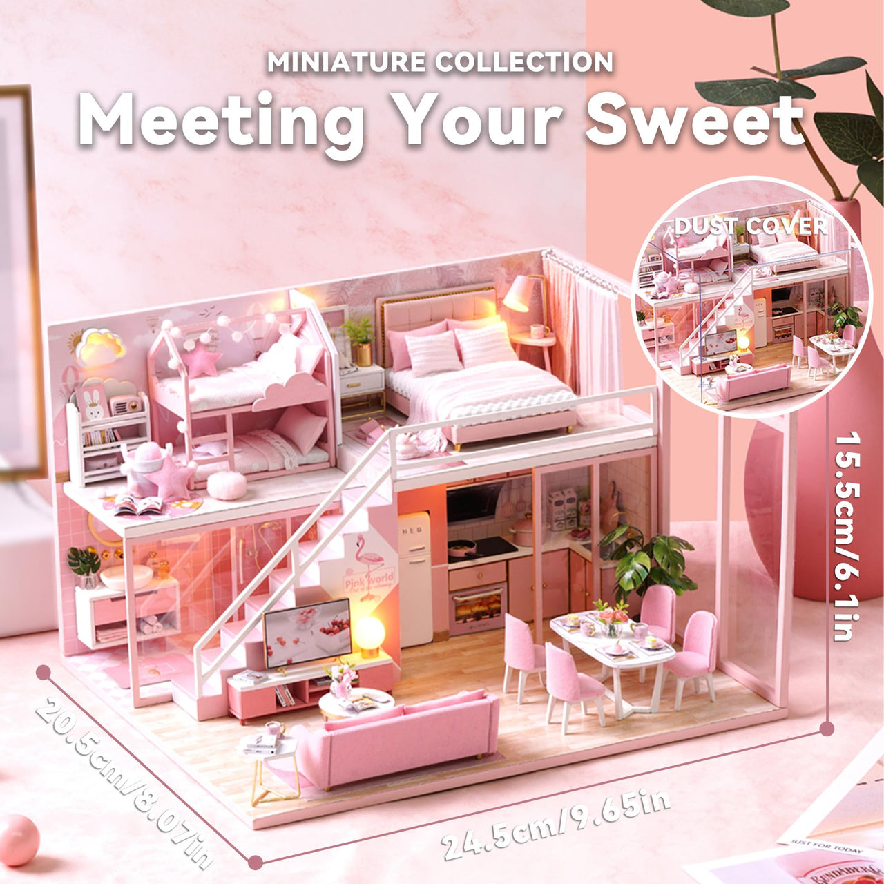 DIY Miniature Girlish Cute Home With LED Lights