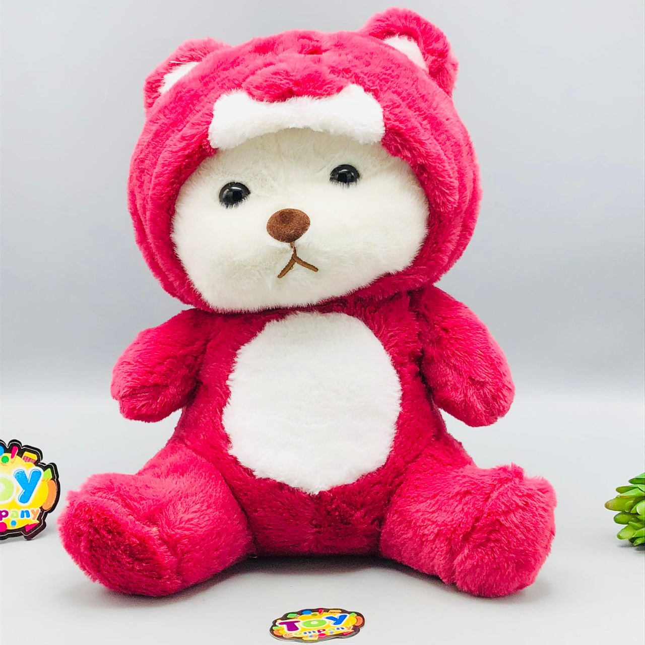 12* Inches Premium 2in1 Hoodie Bear Stuff Toy - Burgundy