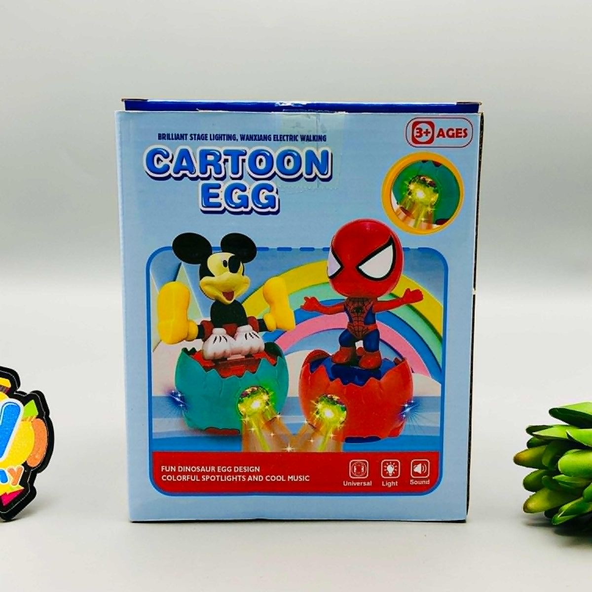 Battery Operated 3D Lighting Cartoon Egg Toy With Sound