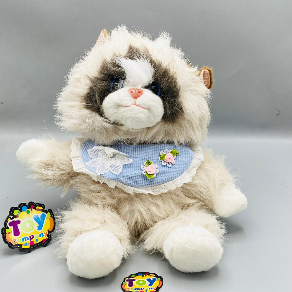 Floral Bib Kitten Plush Backpack - Cream