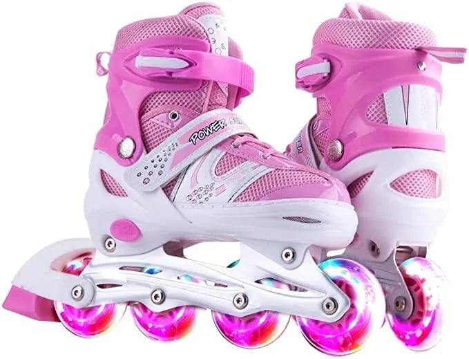 8* Inches Kids Four Wheel Roller Skating Shoes - Pink