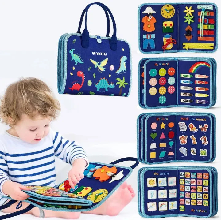 Montessori 8 Pages Multi-functional Activity Busy Book - Blue