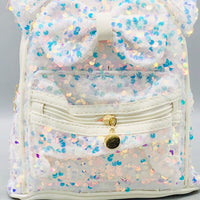 7.5* Inches Girls Fancy Kitty Backpack - White