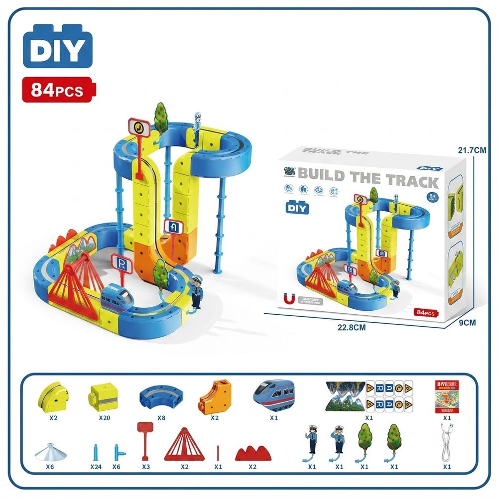 84Pcs DIY Magnetic Police Levitation Train Track Set