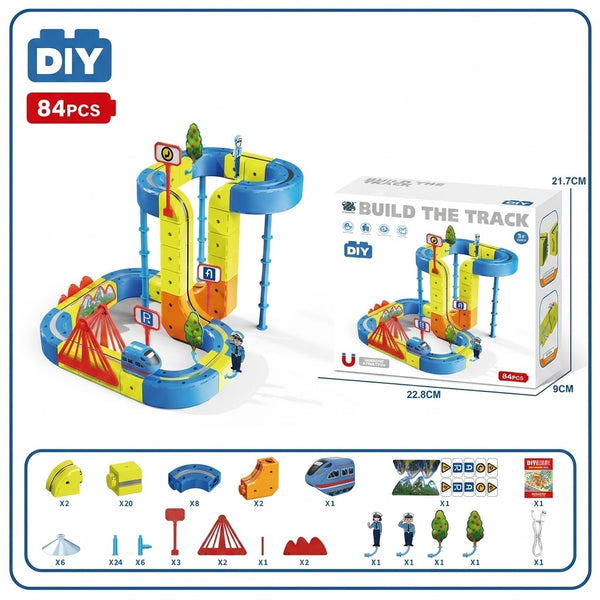 84Pcs DIY Magnetic Police Levitation Train Track Set