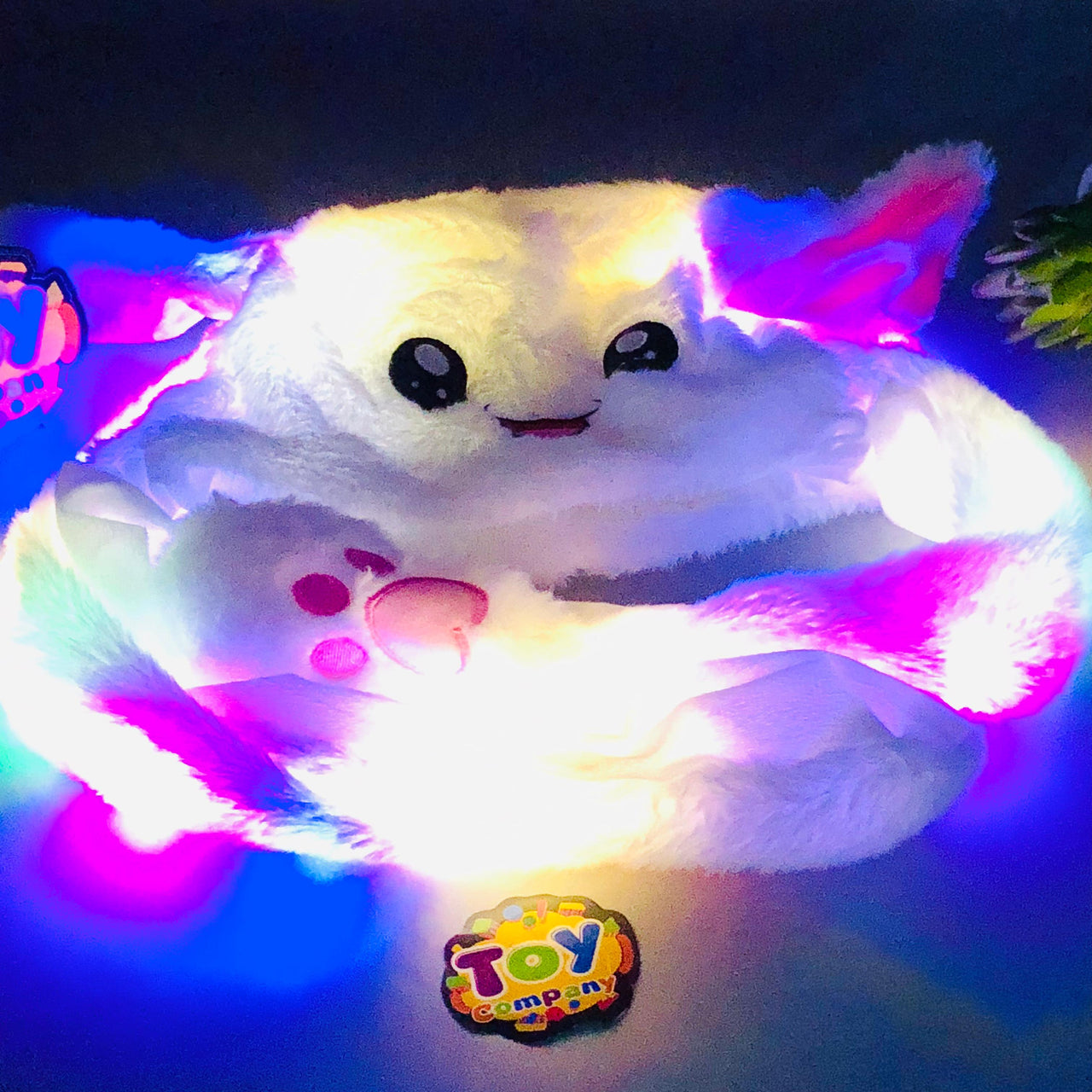 Premium Kids Bunny Luminous Glowing Lights Ear Flaps Cap - White