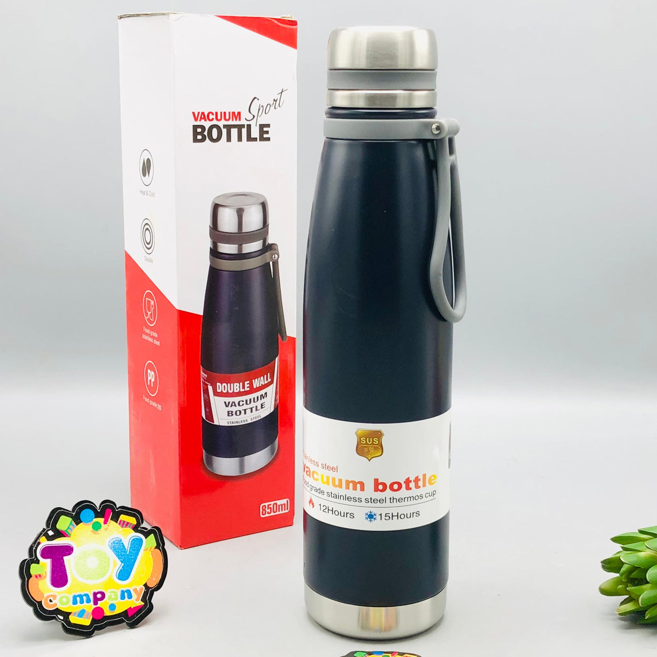 850ml Stainless Steel Vacuum Insulated Sports Water Bottle - Black