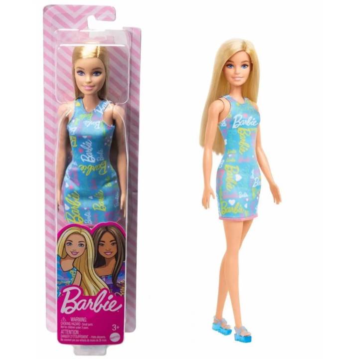 MATTEL Blonde Hair Blue Dress Barbie Doll