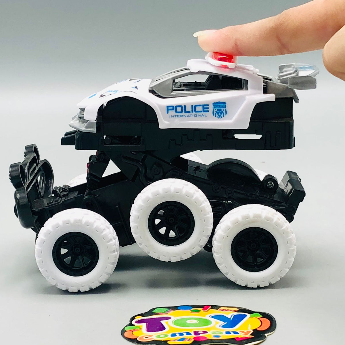 1Pc ABS Inertial Collision 6WD Police Car