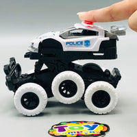 1Pc ABS Inertial Collision 6WD Police Car