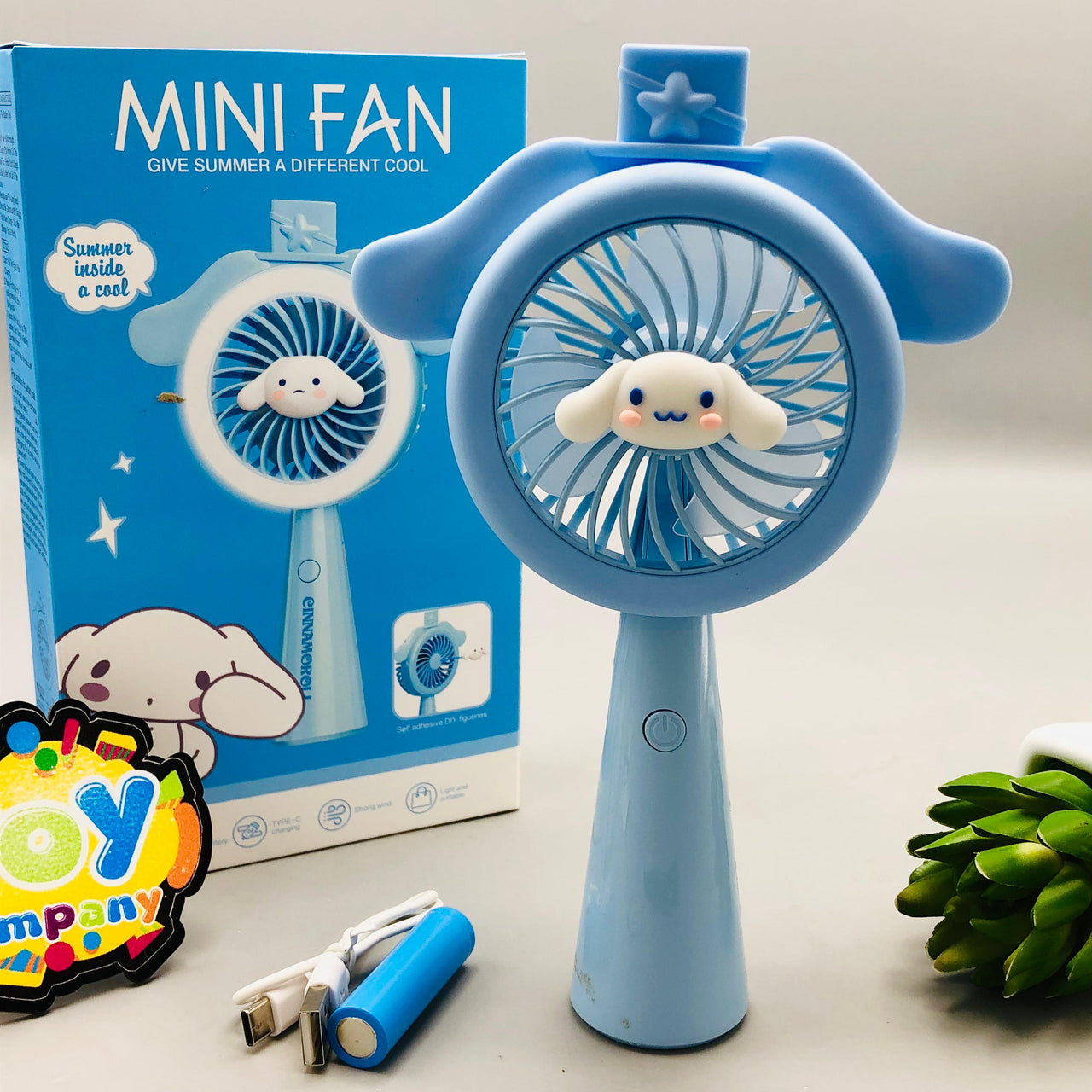 Rechargeable Mini Cinnamoroll Themed Three Speed Fan
