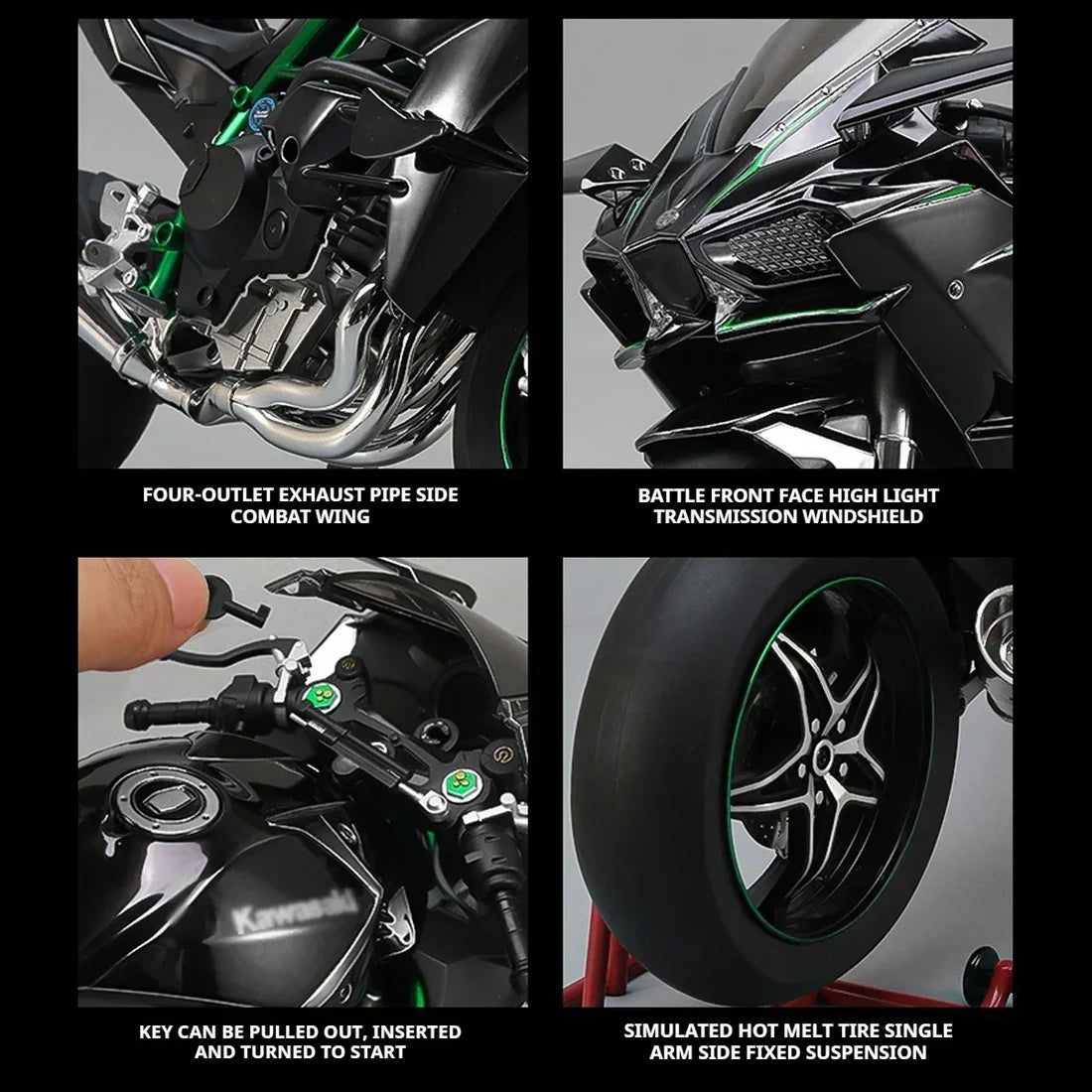 1:6 Diecast Kawasaki Ninja H2R Bootable Spray Bike