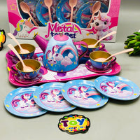 Kids 18Pcs Unicorn Themed Metal Tea Set