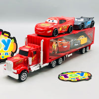 McQueen Inertial Container Truck With 2Pcs Alloy Cars