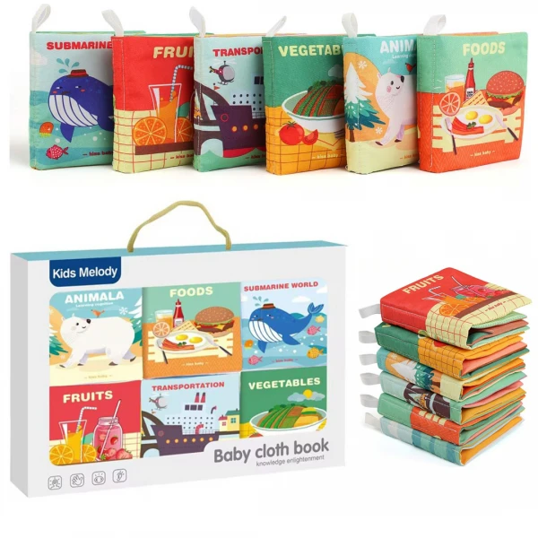 Premium Montessori Educational Cloth Book - 6Pcs