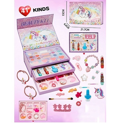 42Pcs Realistic Unicorn Makeup & Jewellery Briefcase