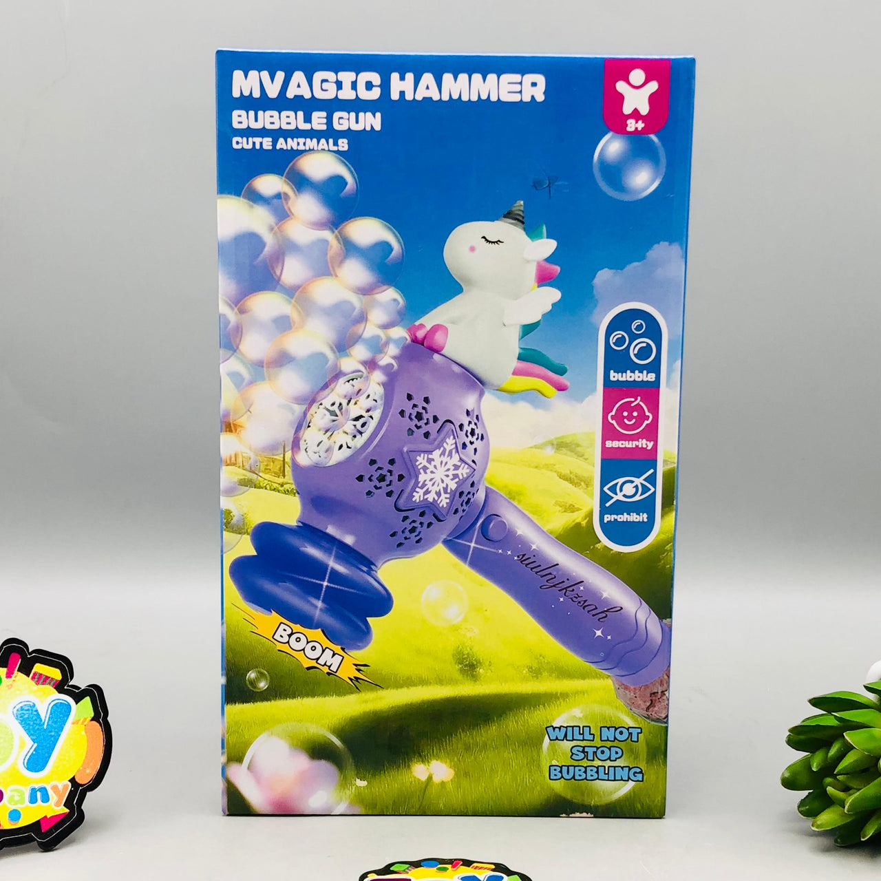 12 Holes Unicorn Hammer Themed Colorful Bubble Stick