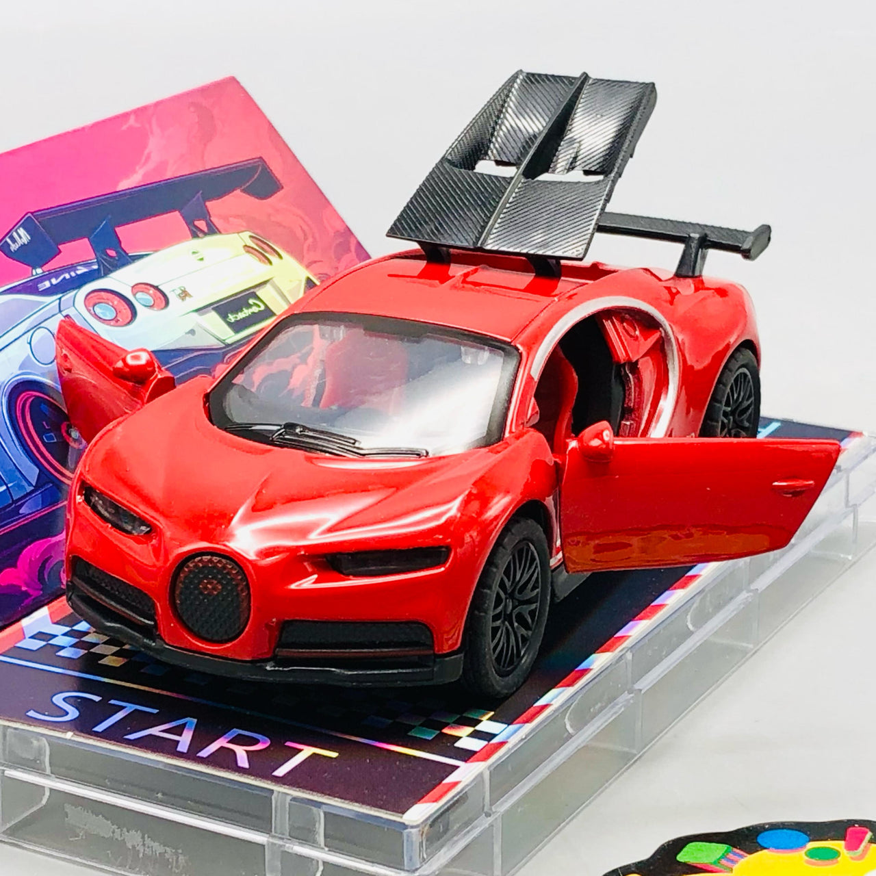 1:64 Diecast Bugatti With Acrylic Display Box - Red