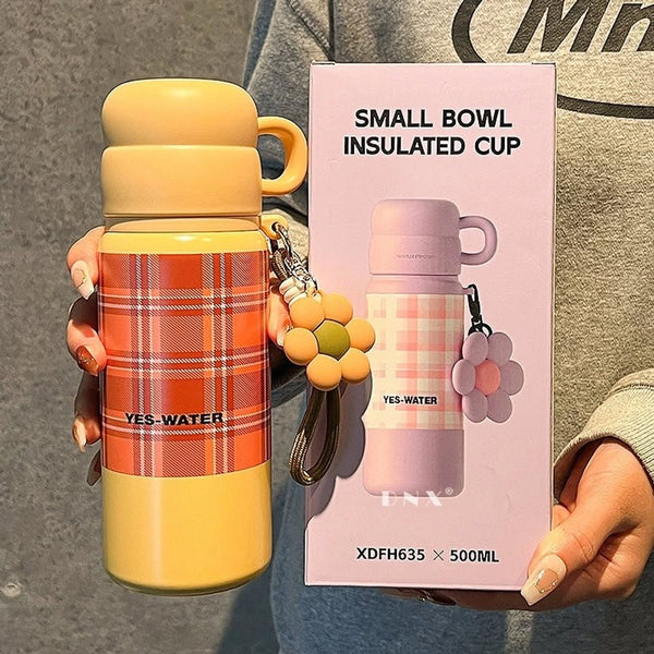 500ml Stainless Steel Insulated Cup Water Bottle - Brown