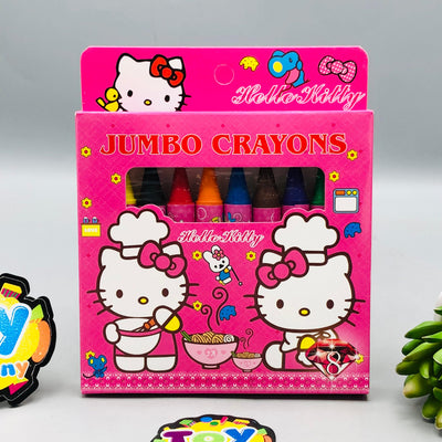 8Pcs Jumbo Hello Kitty Themed Color Crayons