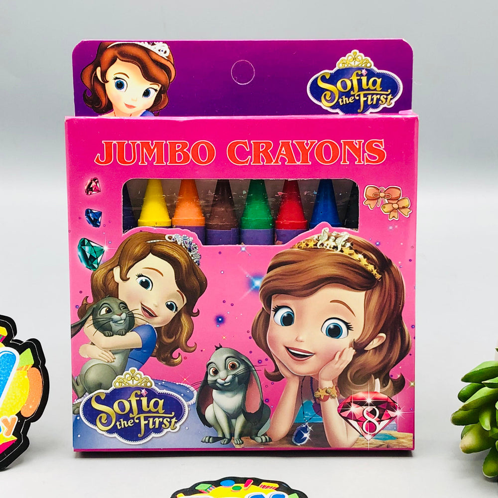 8Pcs Jumbo Sofia Themed Color Crayons