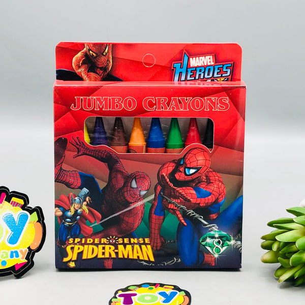 8Pcs Jumbo Spiderman Themed Color Crayons