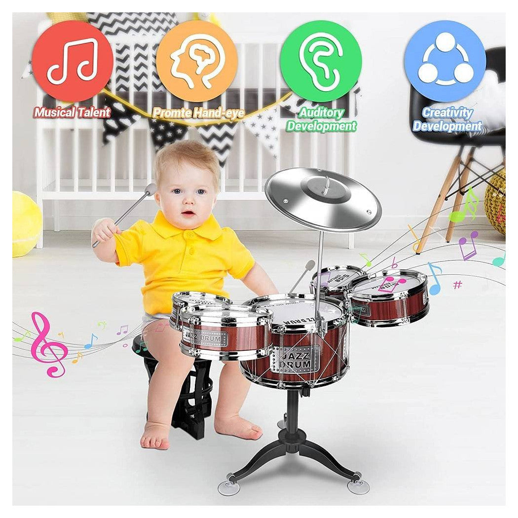 8Pcs Kids Mini Music Jazz Drums With Instruments